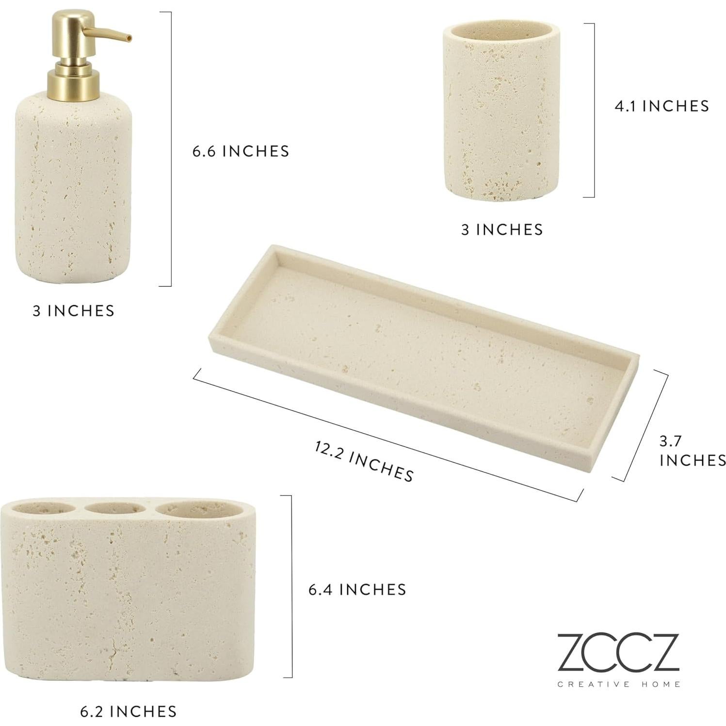 Juego de Accesorios de Baño ZCCZ Beige 4 Piezas