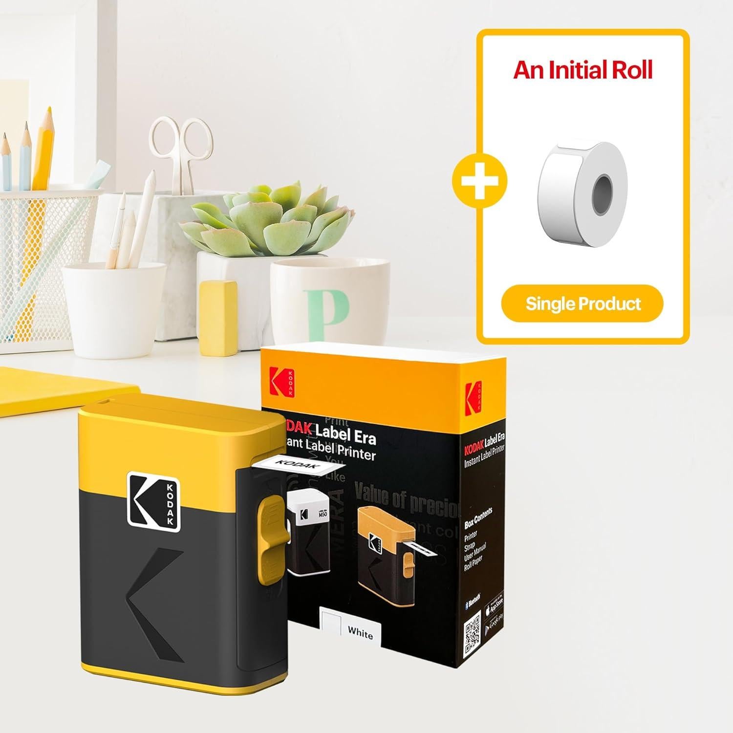Etiquetadora KODAK ERA Bluetooth con 1 Rollo Adhesivo Amarillo