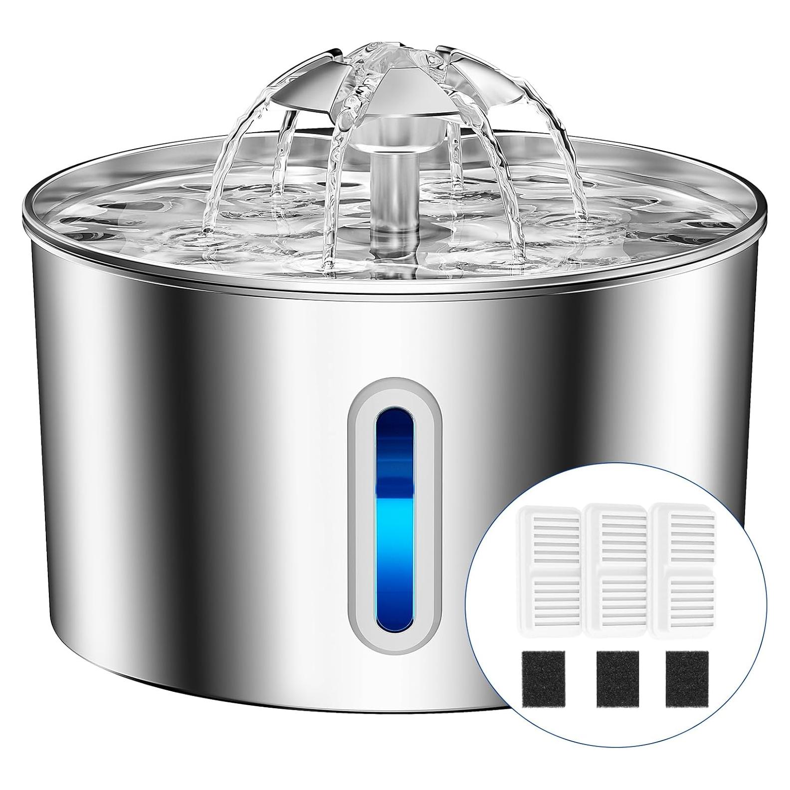 Fuente de Agua para Gatos BalimoPet 2.2L Acero Inoxidable Silenciosa