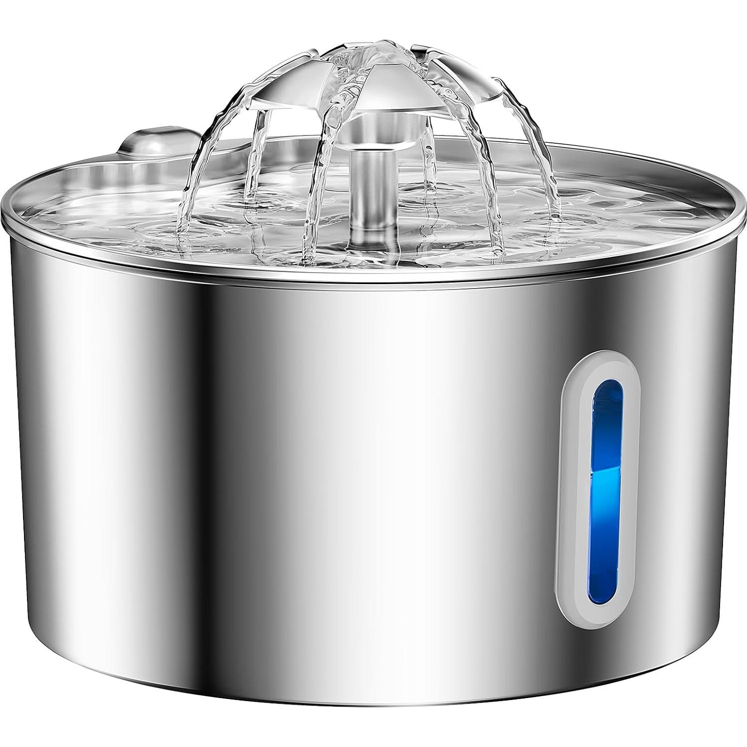 Fuente de Agua para Gatos BalimoPet 2.2L Acero Inoxidable Silenciosa