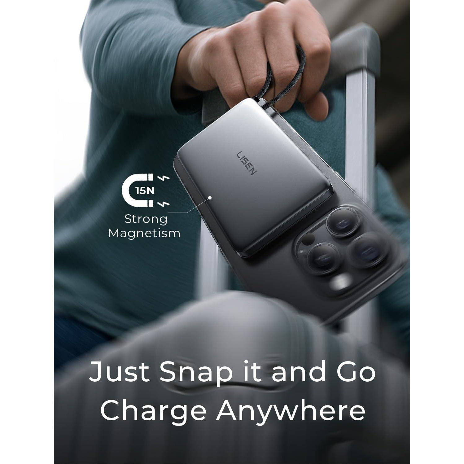 Batería Portátil MagSafe LISEN 10000mAh Ultra Slim Negro