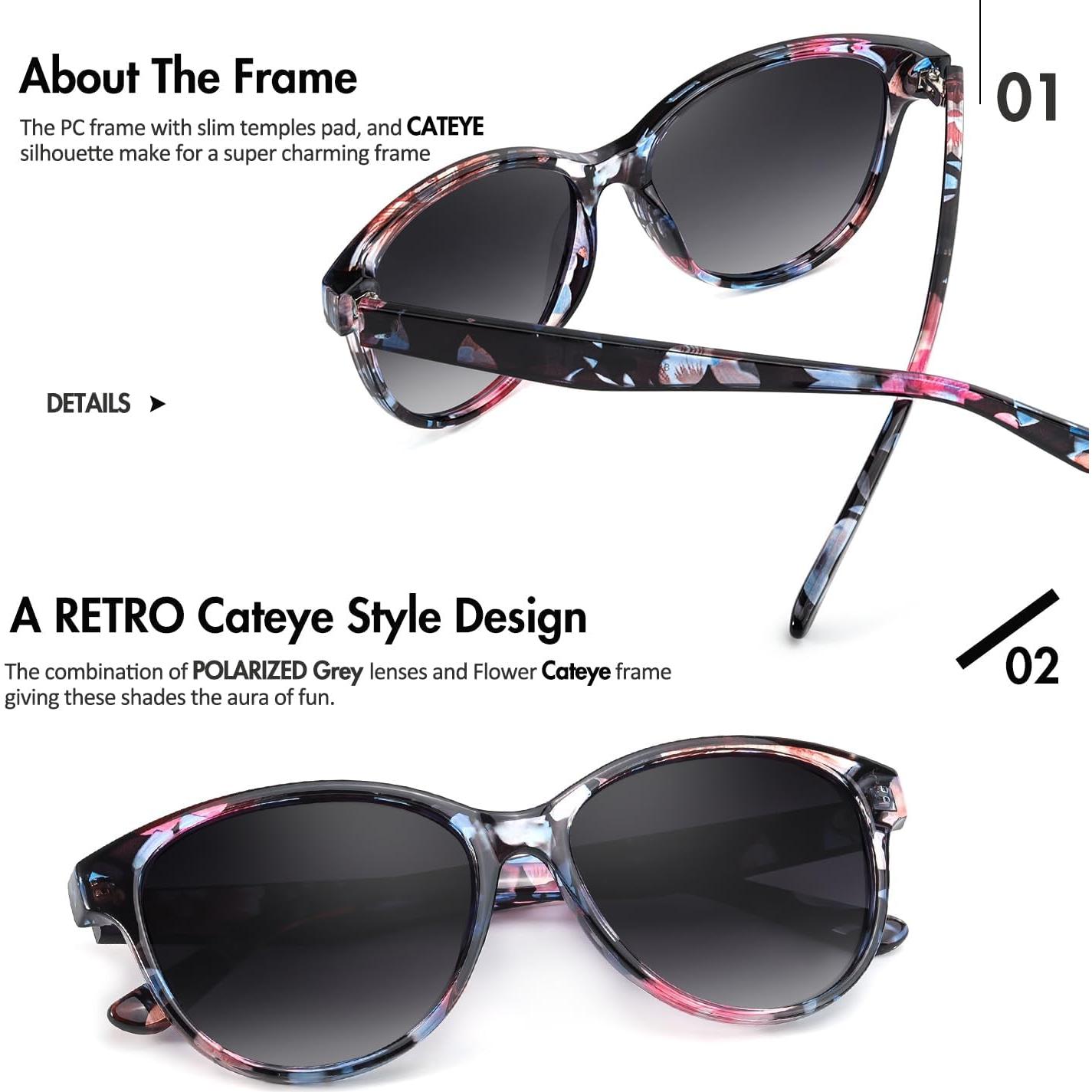 Gafas de sol polarizadas SIPHEW para mujeres, UV400, diseño vintage