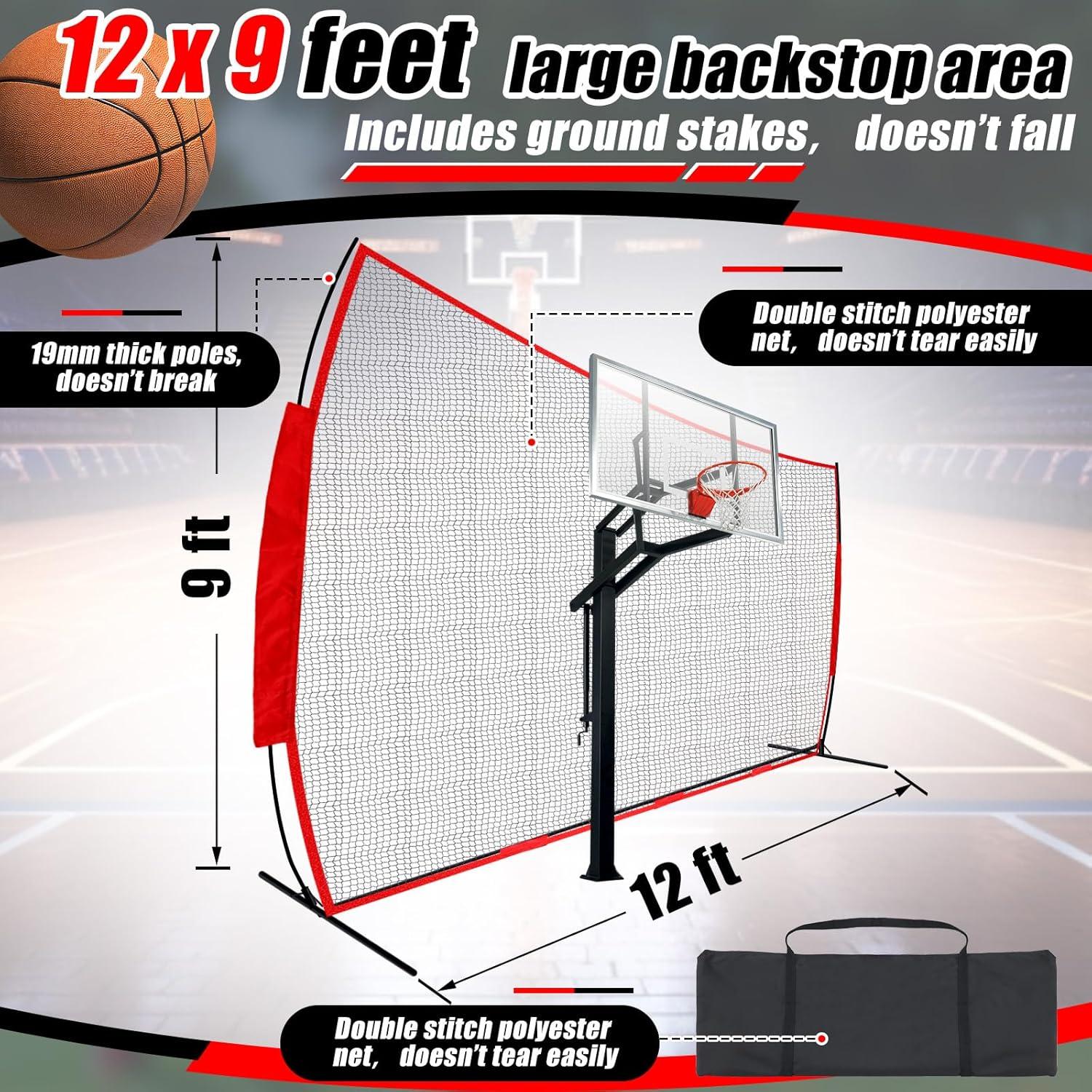 Red de Captura de Baloncesto Seenelling 3.66 x 2.74 m con Bolsa