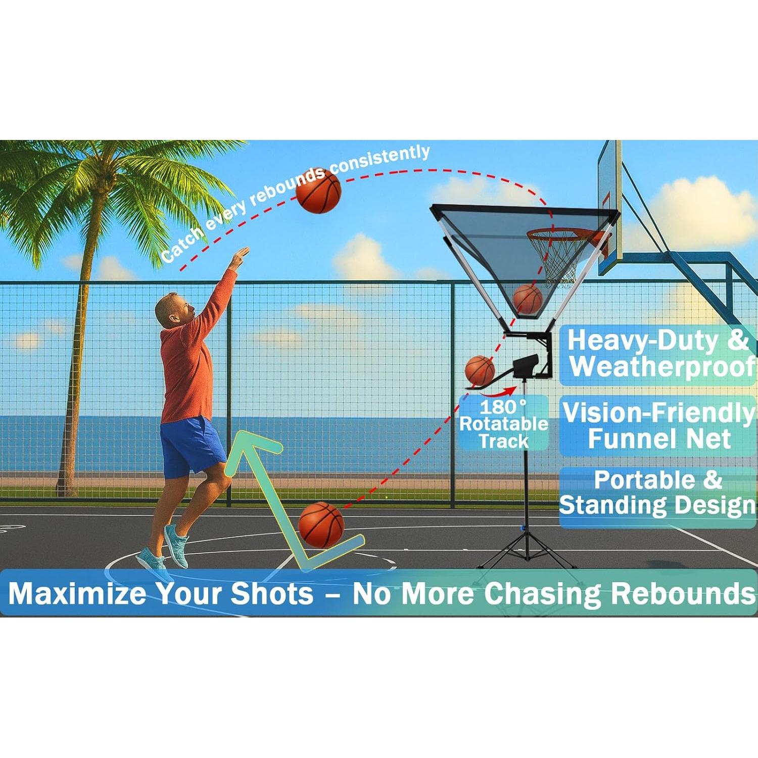 Rebotador de Baloncesto Soboyo 180 Grados Portátil para Entrenamiento