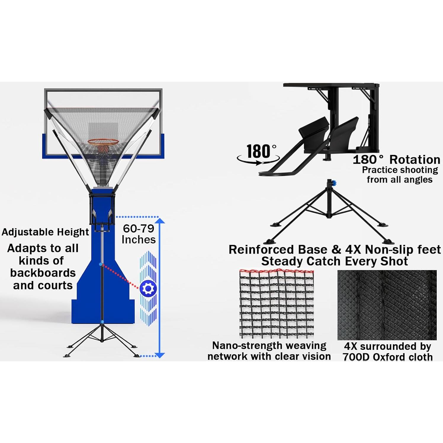 Rebotador de Baloncesto Soboyo 180 Grados Portátil para Entrenamiento