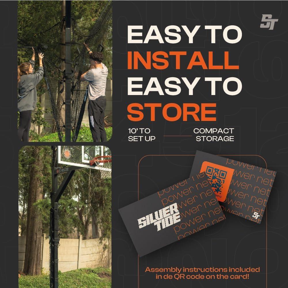 Red de Poder Marea Plateada para Baloncesto 2.74x3.96m