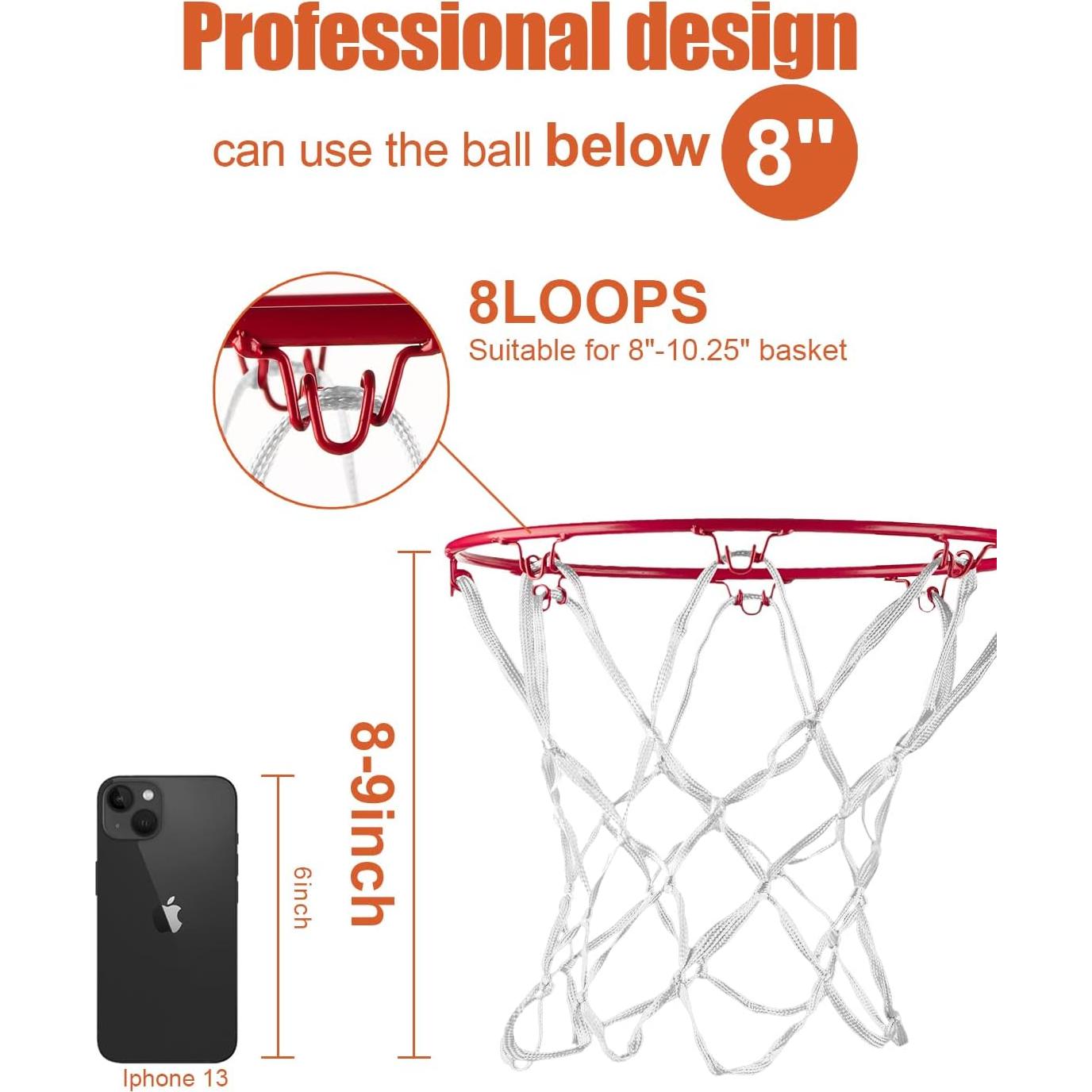 Red de Baloncesto Mini 30.48 cm XXXYYY D-THS-W-BN-W12-U 2 Piezas