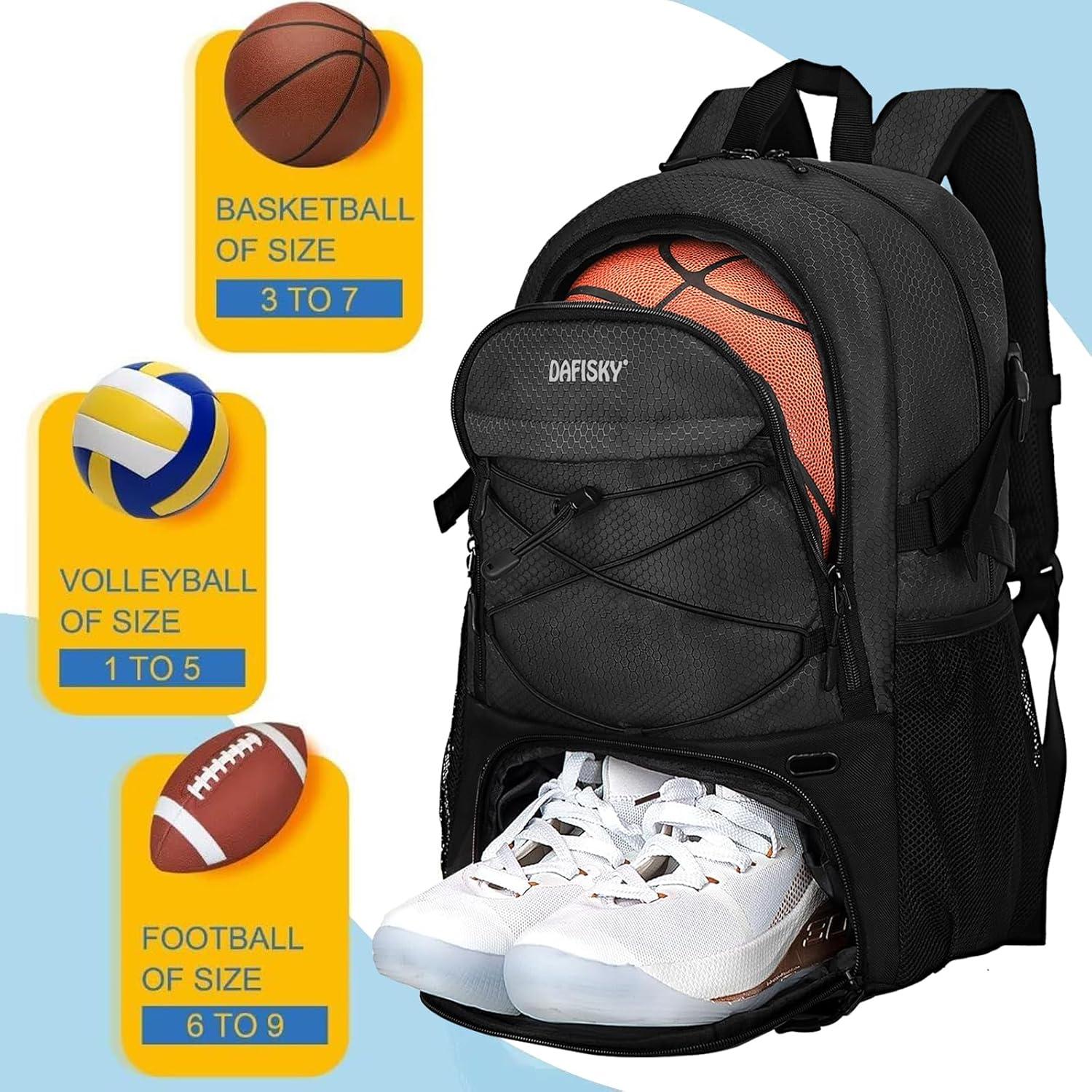 Mochila Deportiva DAFISKY para Baloncesto 30L - Compartimento para Pelota y Zapatos