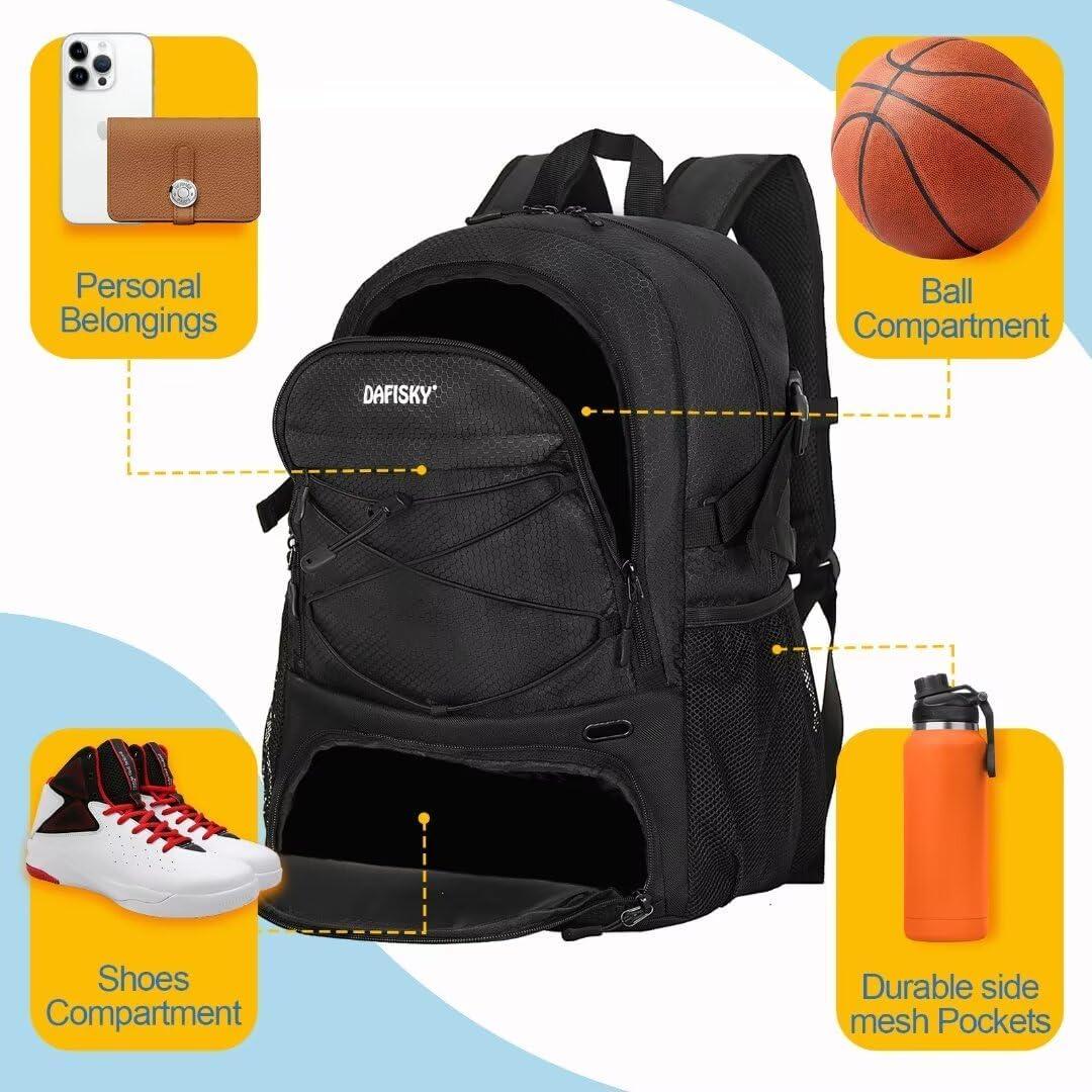 Mochila Deportiva DAFISKY para Baloncesto 30L - Compartimento para Pelota y Zapatos