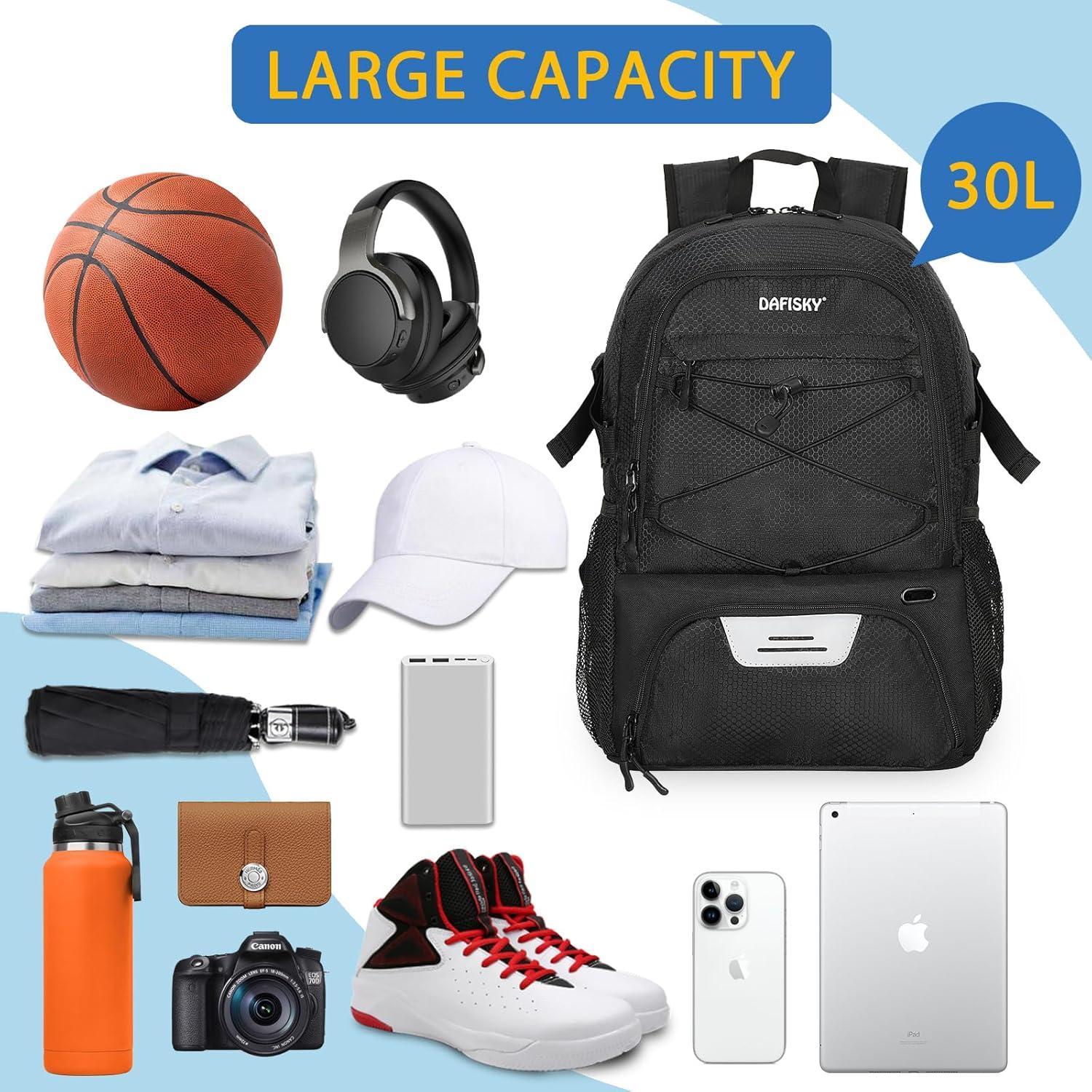 Mochila Deportiva DAFISKY para Baloncesto 30L - Compartimento para Pelota y Zapatos