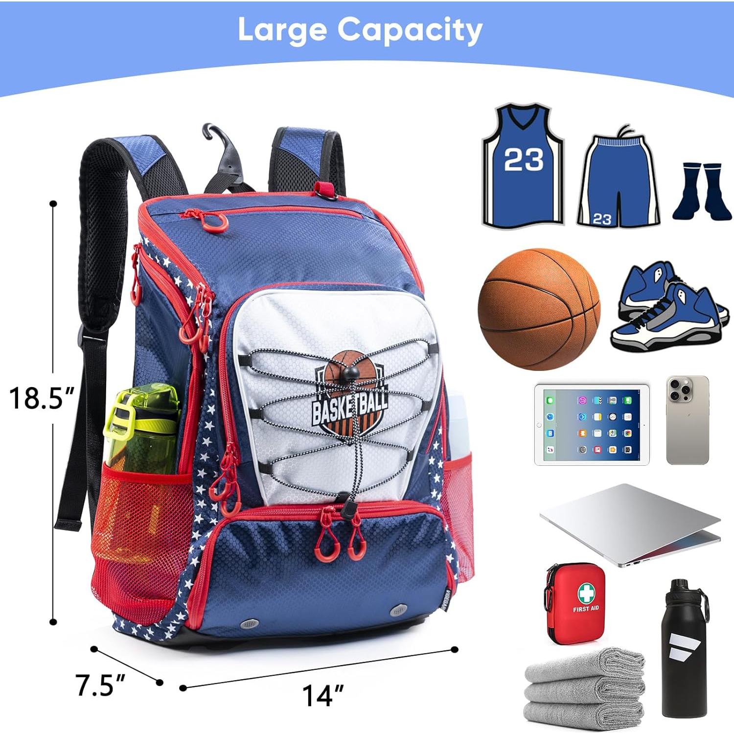 Mochila de Baloncesto VIGEGARI 30L con Compartimento para Pelota