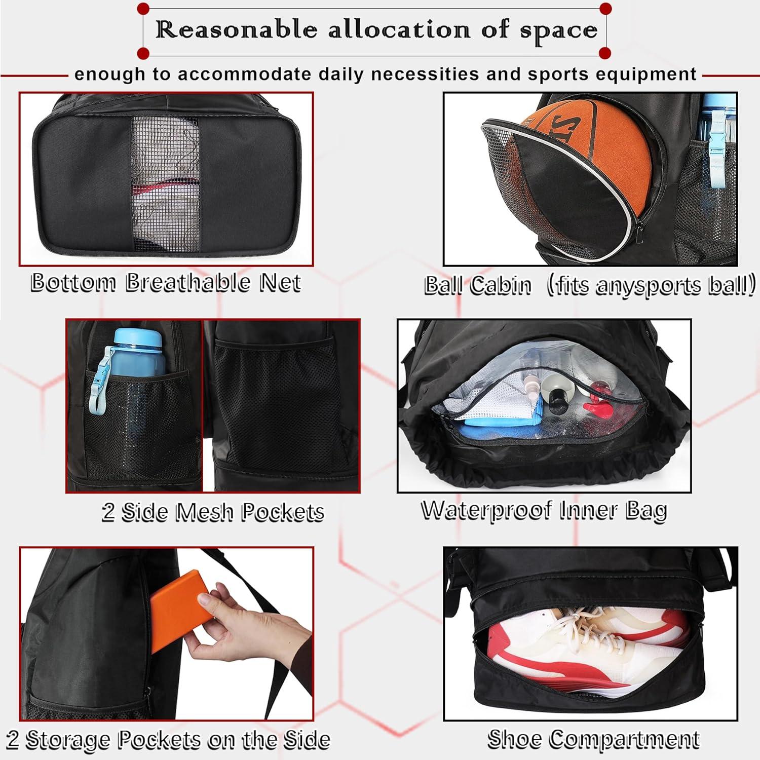 Mochila de Baloncesto SKAITU 45L con Compartimento para Zapatos