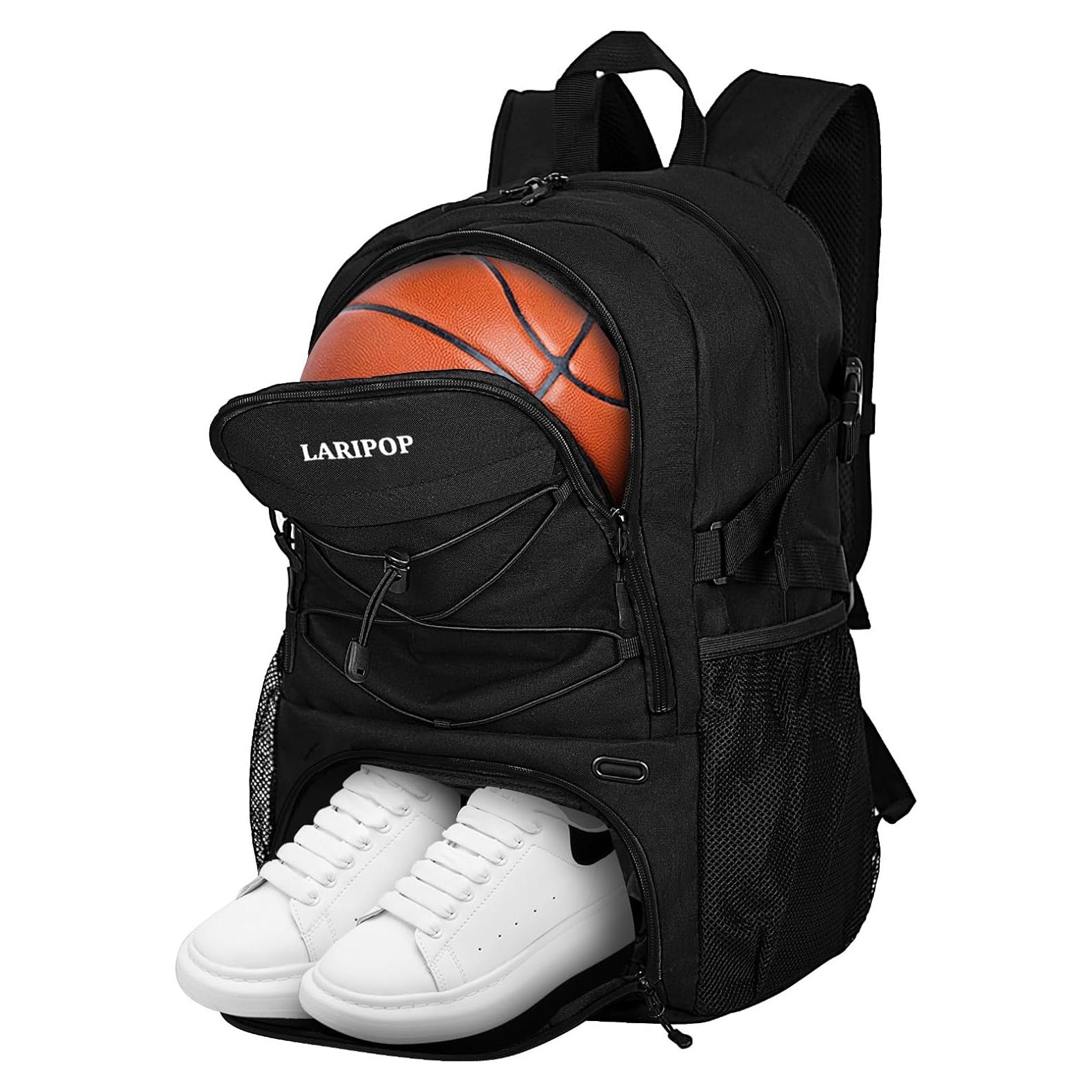 Mochila de Baloncesto LARIPOP Negra con Compartimento para Zapatos