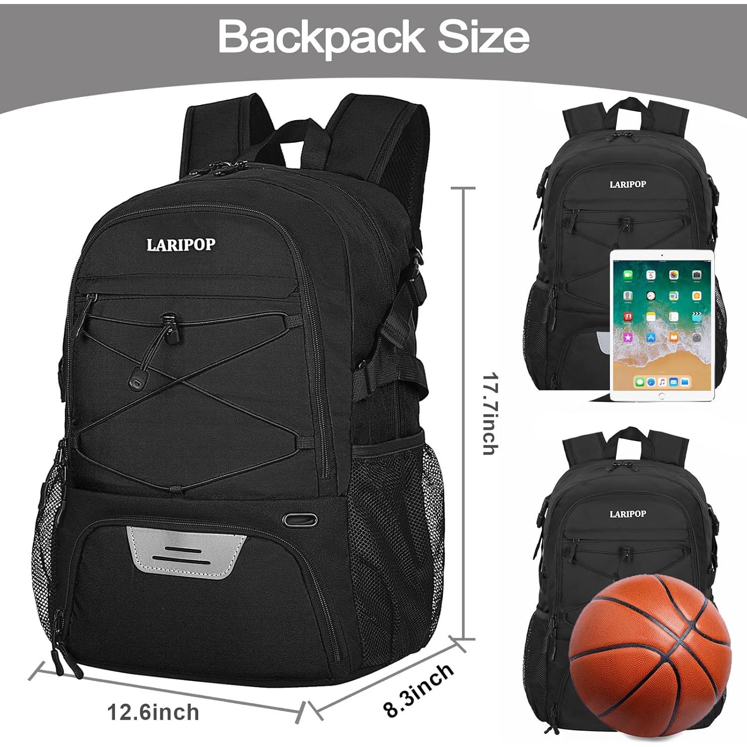 Mochila de Baloncesto LARIPOP Negra con Compartimento para Zapatos