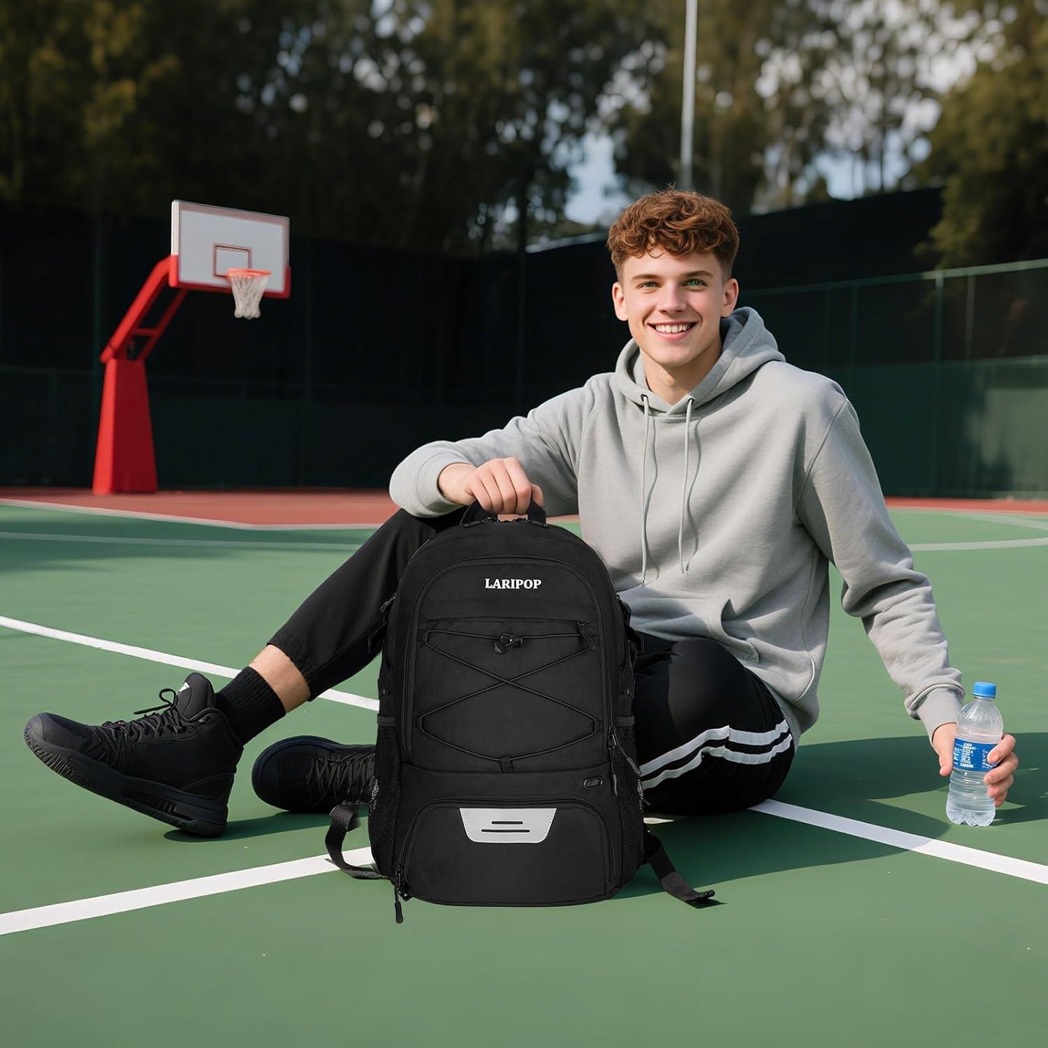 Mochila de Baloncesto LARIPOP Negra con Compartimento para Zapatos