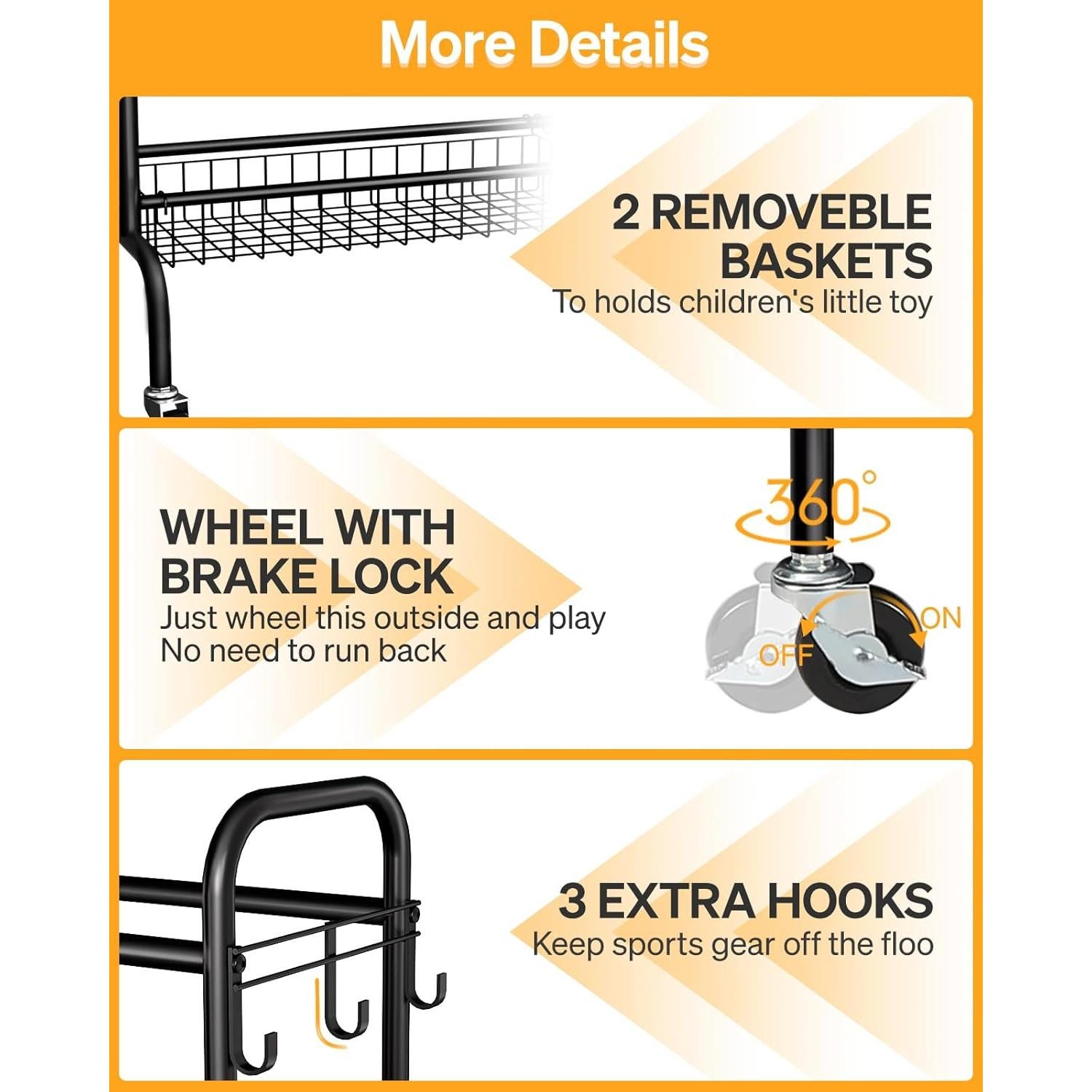 Soporte de Baloncesto Rodante EXTCCT 4 Niveles para 16 Pelotas
