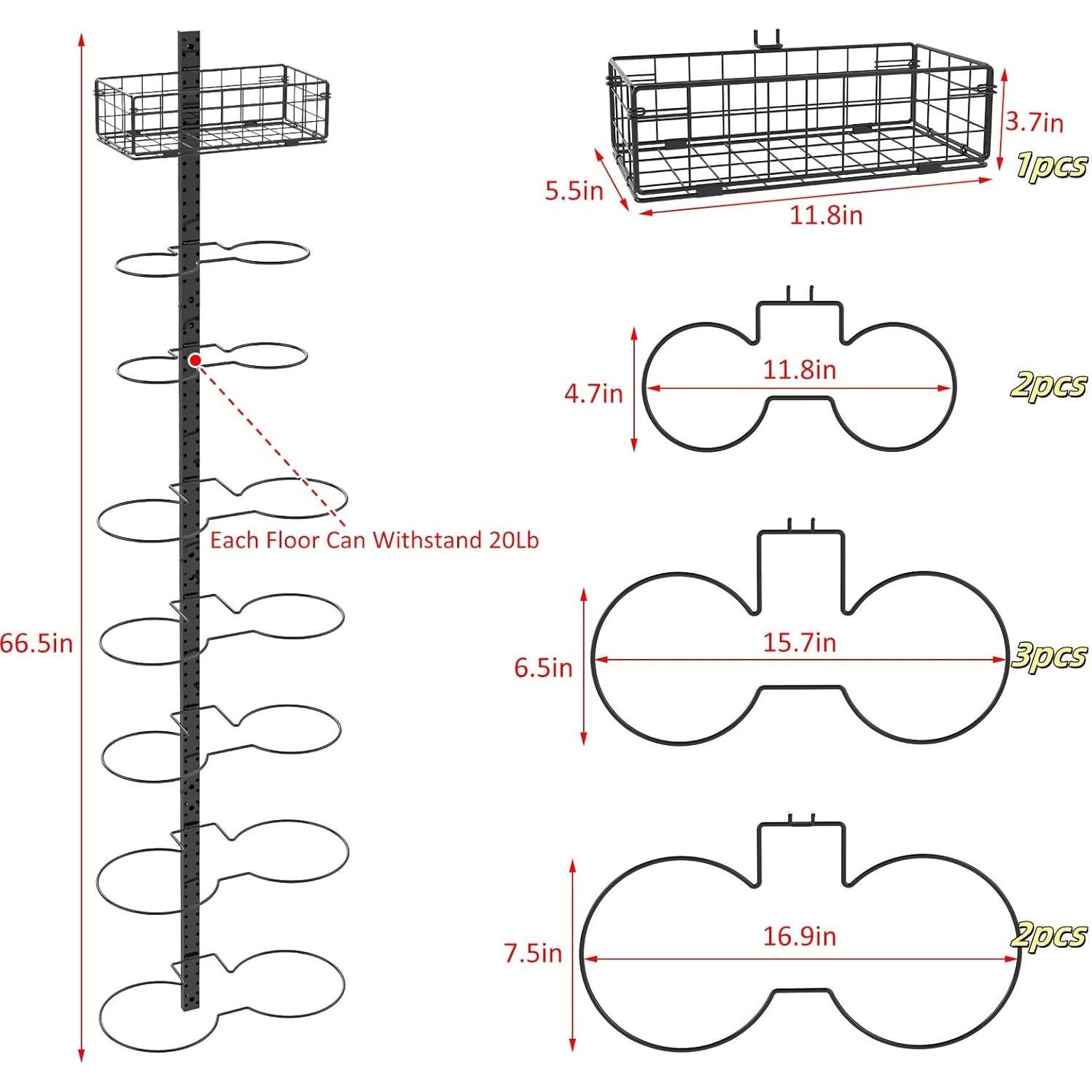 Soporte de Baloncesto Montado en Pared Feyejade 8 Niveles Ajustable