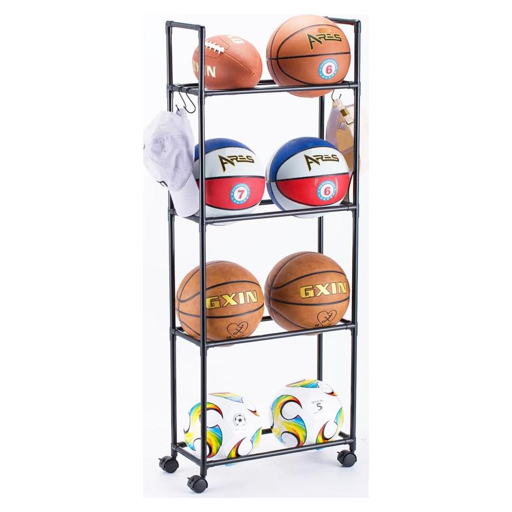 Soporte para Balones FDSDEFEN 4 Capas con Ruedas - Almacenamiento Garaje