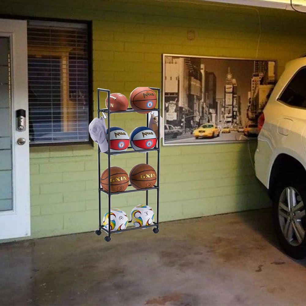 Soporte para Balones FDSDEFEN 4 Capas con Ruedas - Almacenamiento Garaje
