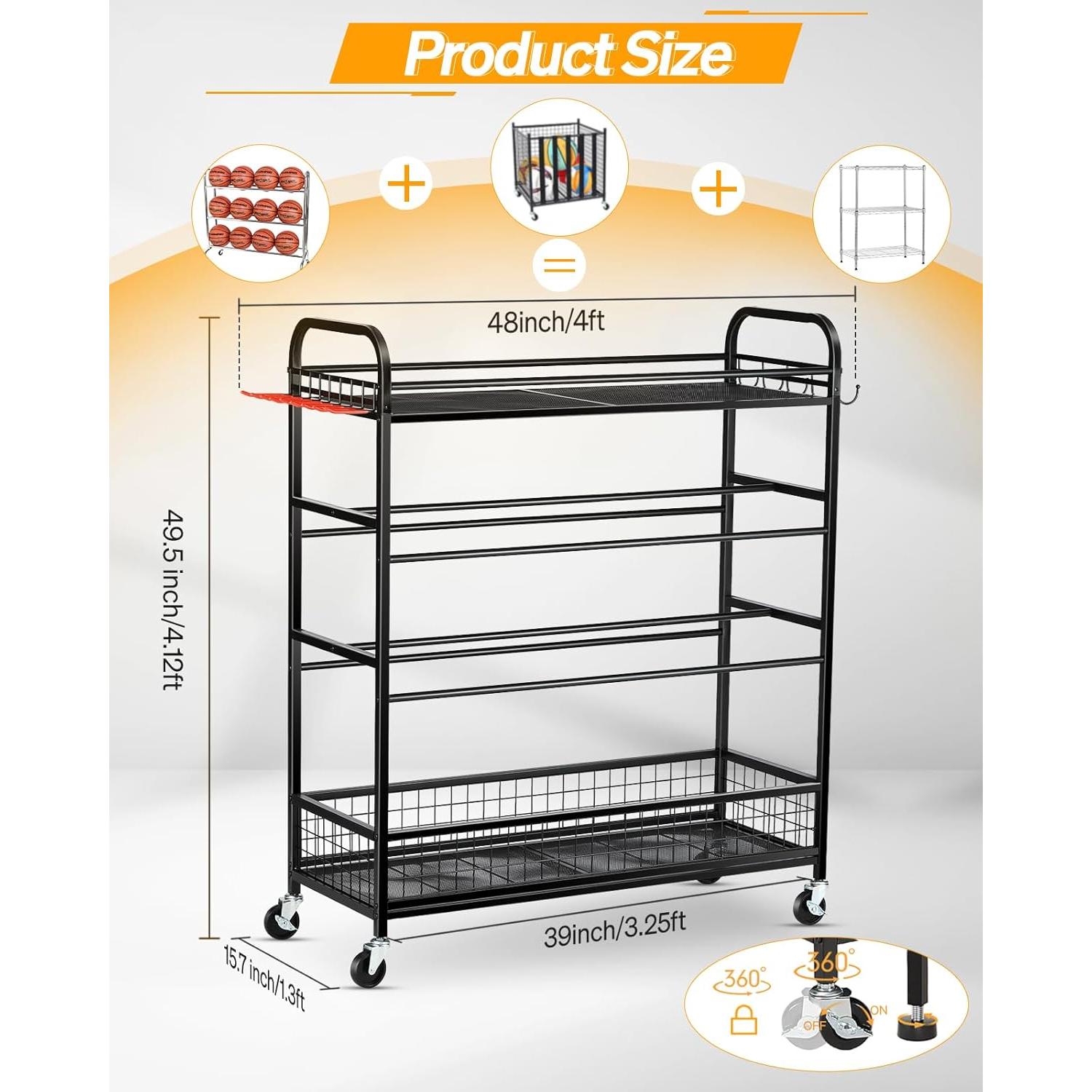 Organizador Deportivo EXTCCT 4 Capas con Ruedas - Almacenamiento Garaje