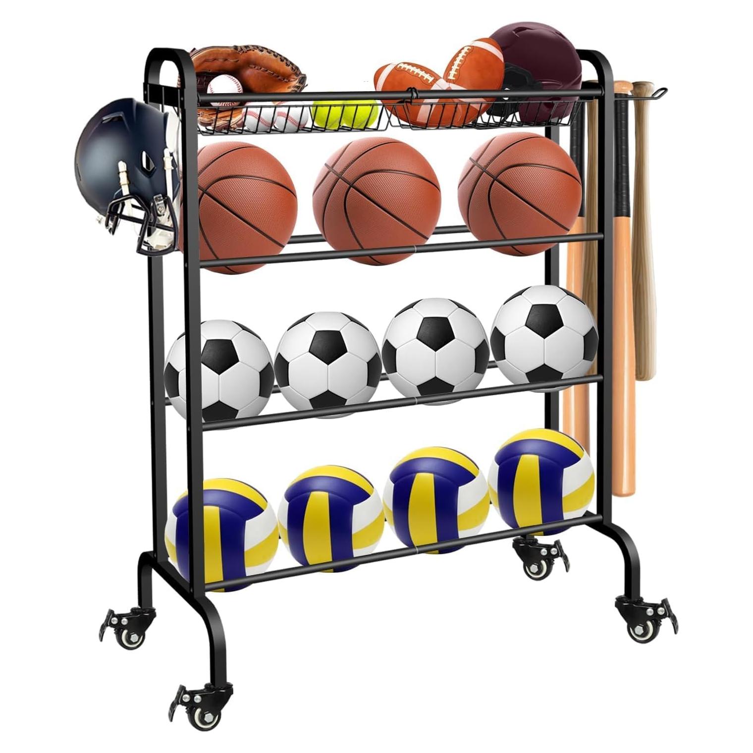 Estante Organizador de Pelotas Ardier 4 Niveles Negro