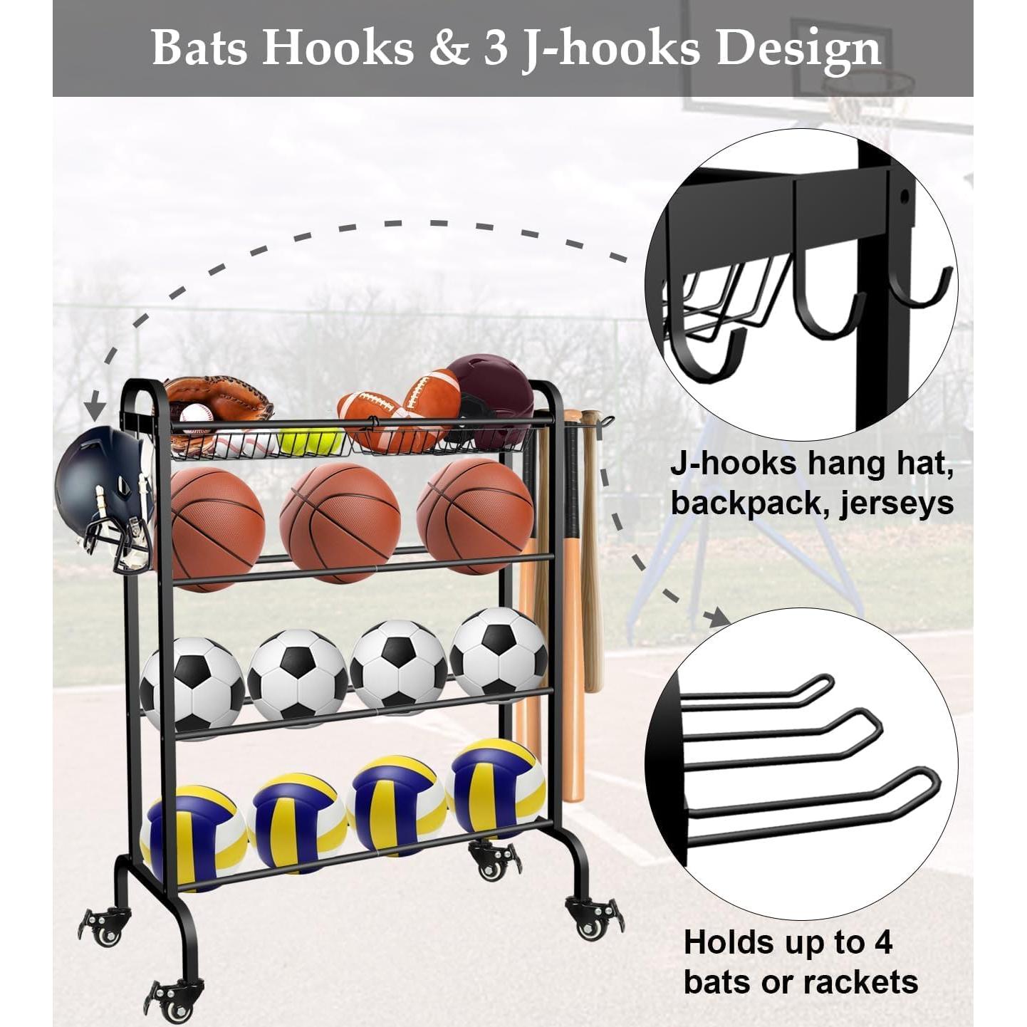 Estante Organizador de Pelotas Ardier 4 Niveles Negro