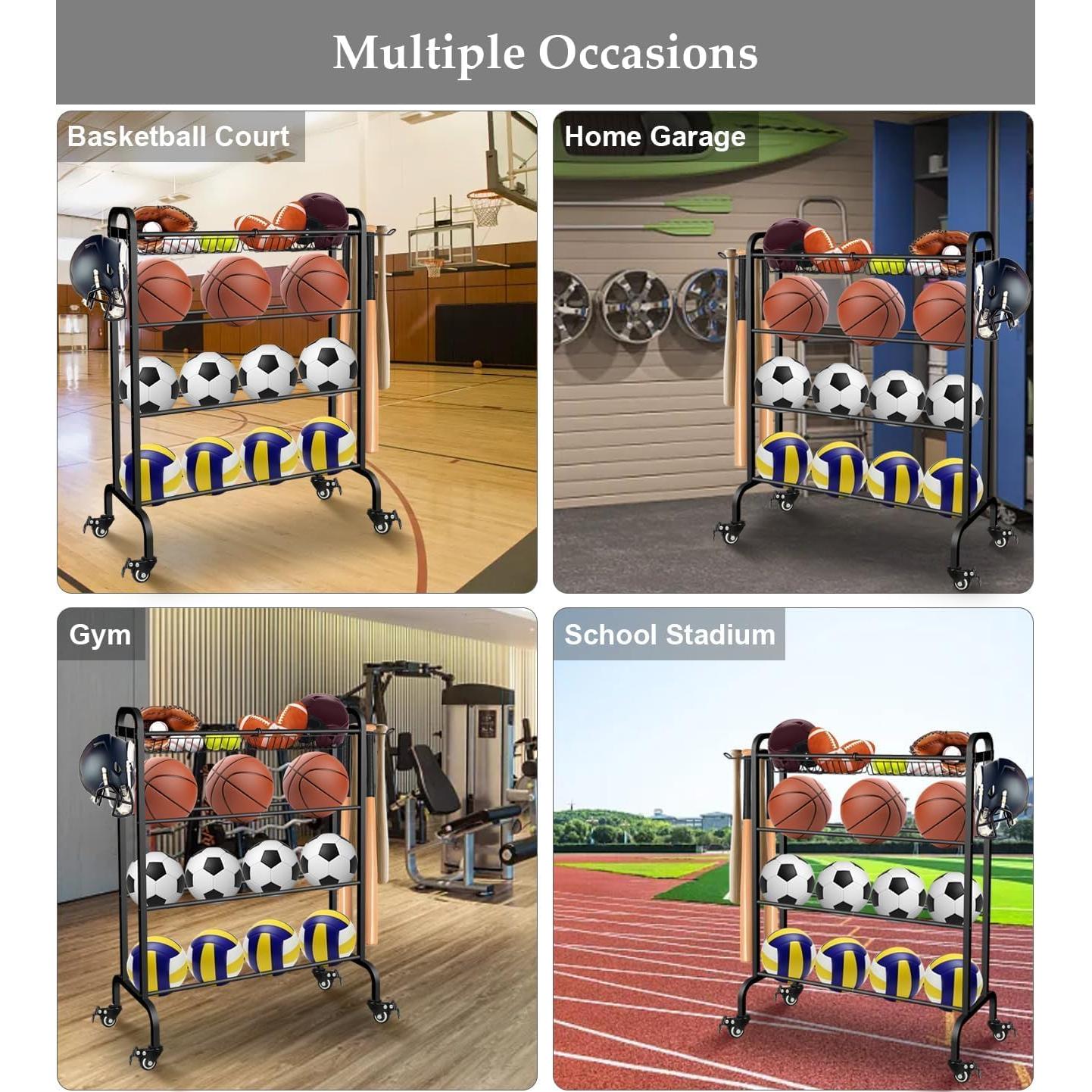 Estante Organizador de Pelotas Ardier 4 Niveles Negro