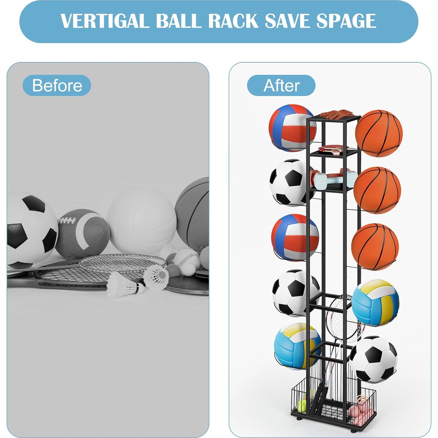 Organizador Deportivo BTY Soporte Vertical para Pelotas Negro