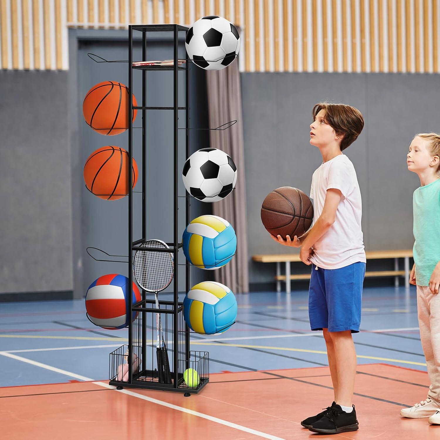 Organizador Deportivo BTY Soporte Vertical para Pelotas Negro
