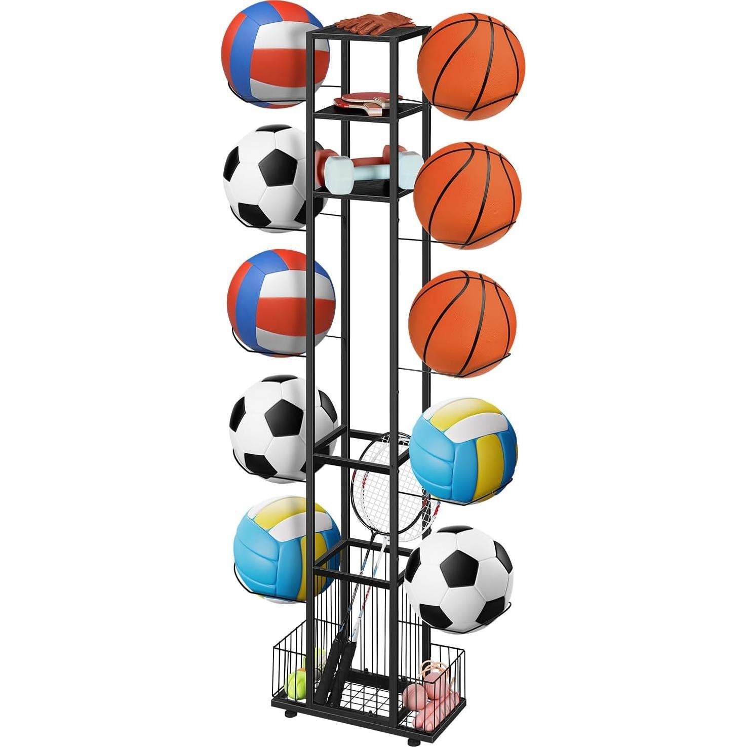 Organizador Deportivo BTY Soporte Vertical para Pelotas Negro