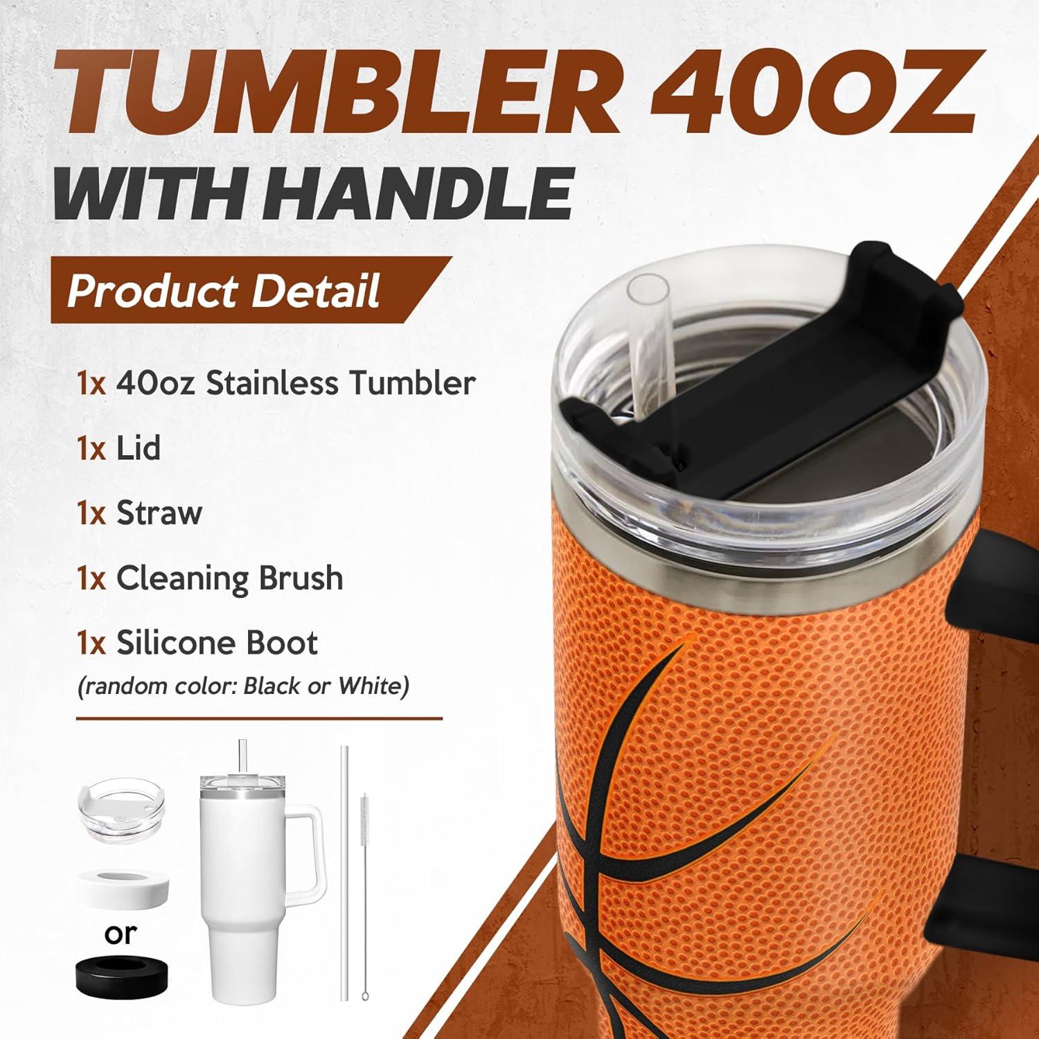 Taza de Baloncesto SANDJEST 40oz Aislada con Asa y Tapa