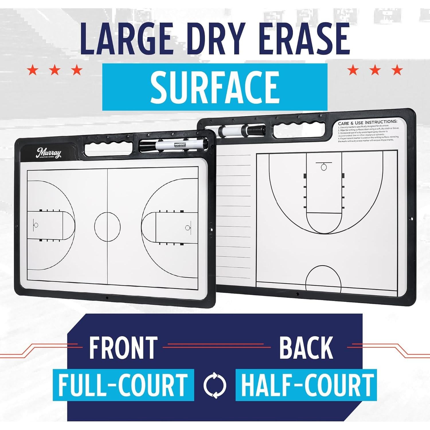 Pizarra Blanca Premium Murray para Entrenadores de Baloncesto 42x31.75cm