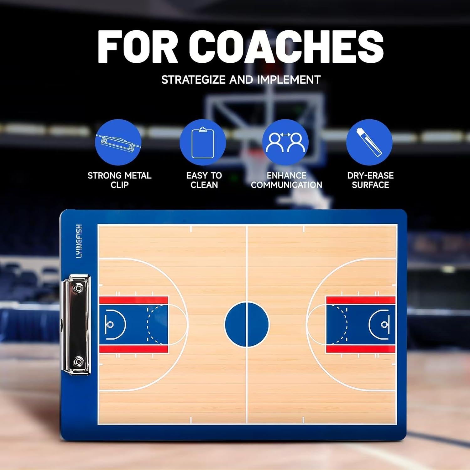 Pizarra de Entrenador de Baloncesto LYINGFISH Doble Cara Azul