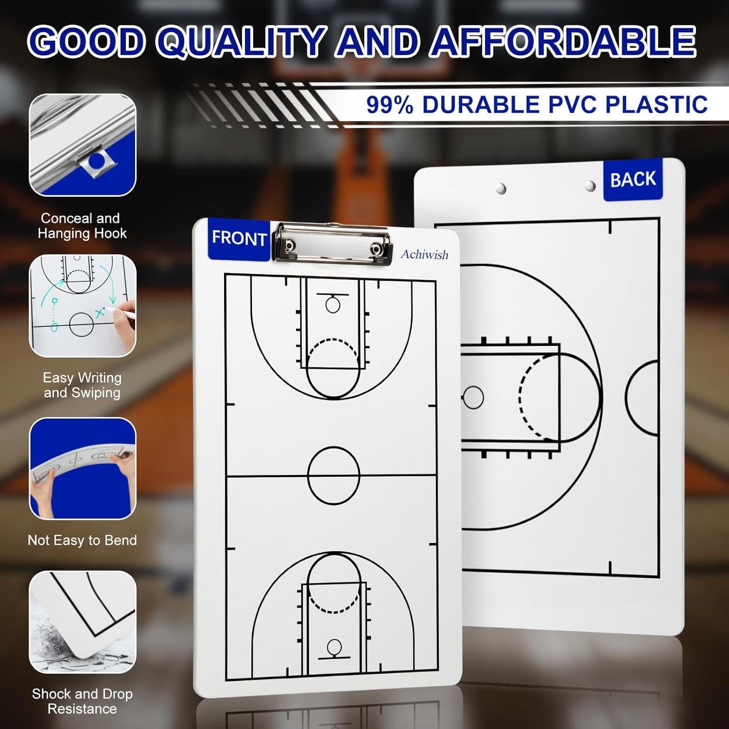 Portaplanos de Baloncesto Achiwish Pizarra Blanca 35 cm Doble Cara