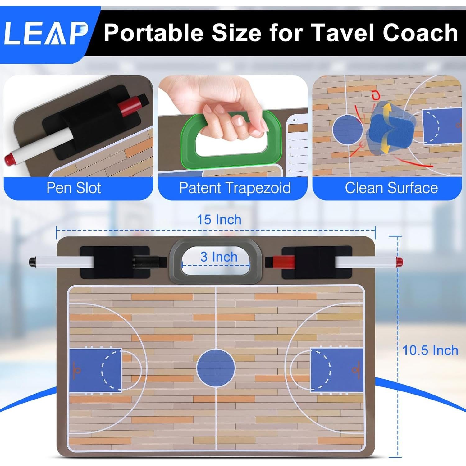 Tablero de Entrenador LEAP Doble Cara para Baloncesto 38.1x27.9cm