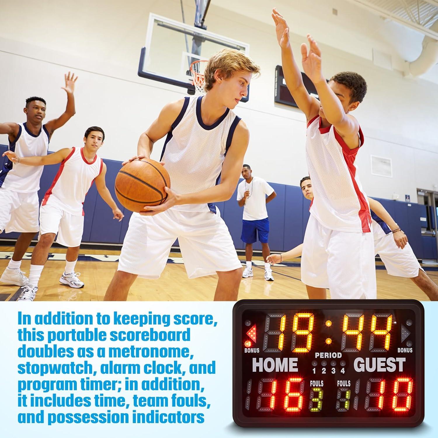 Marcador Electrónico de Baloncesto Suzile 61x41cm con Control Remoto