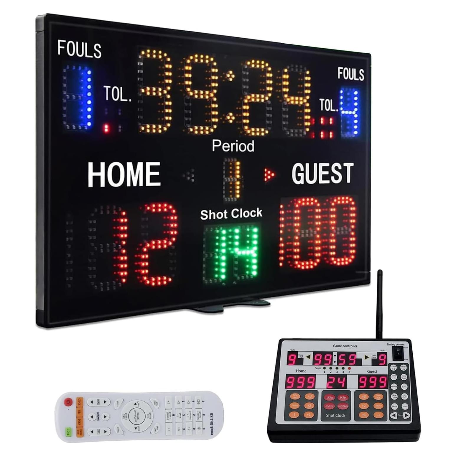 Tablero de Puntaje LED YZ con Control Remoto y Reloj 57.9x34.8 cm