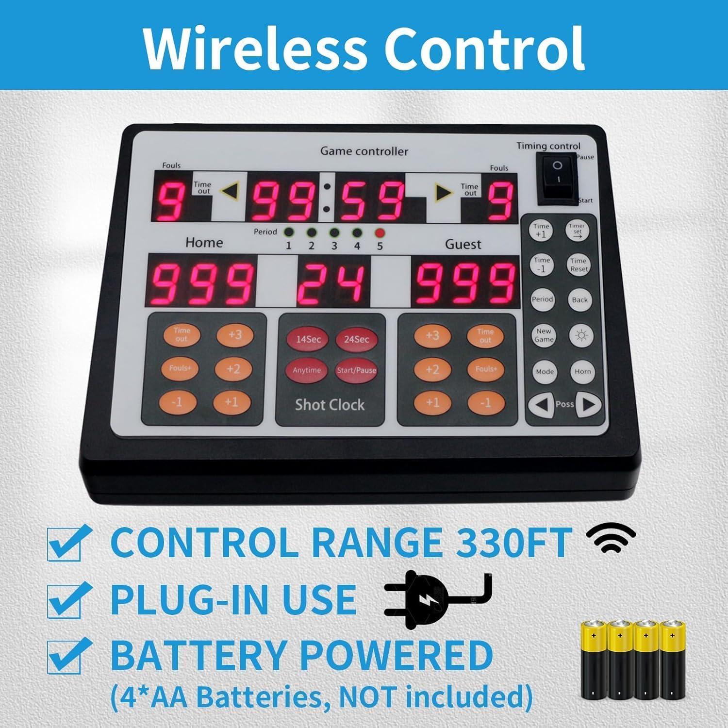 Tablero de Puntaje LED YZ con Control Remoto y Reloj 57.9x34.8 cm