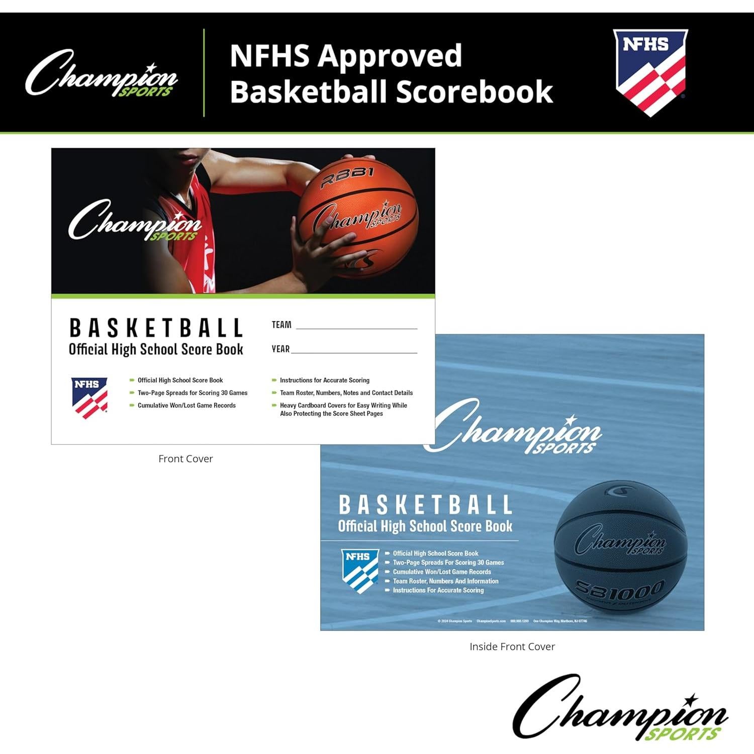 Libro de Puntuación de Baloncesto Champion Sports BB1, 30 Juegos