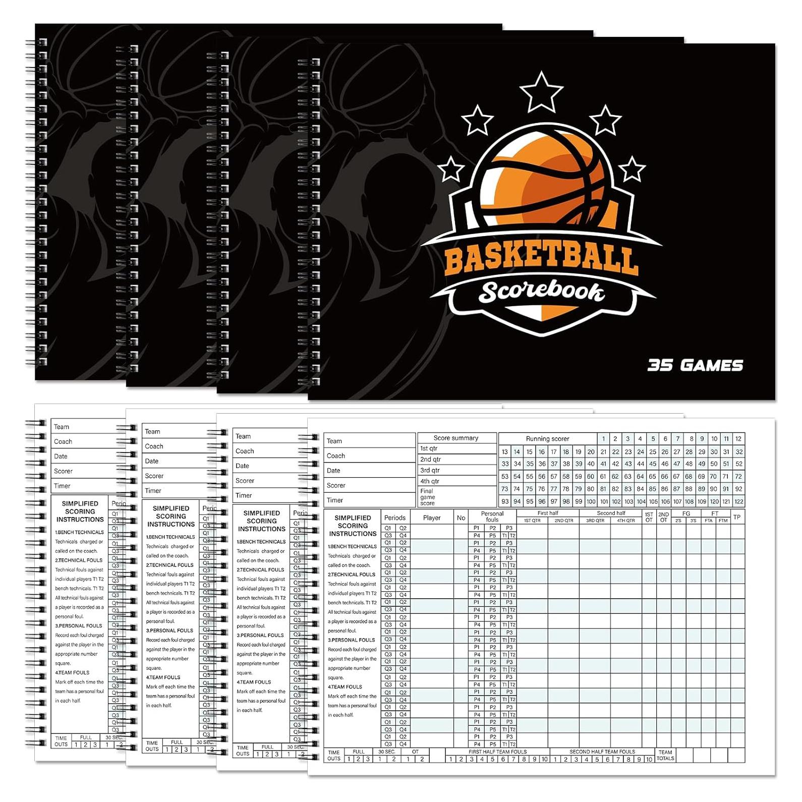 Qilery 4 Libros de Puntuación de Baloncesto 35 Juegos