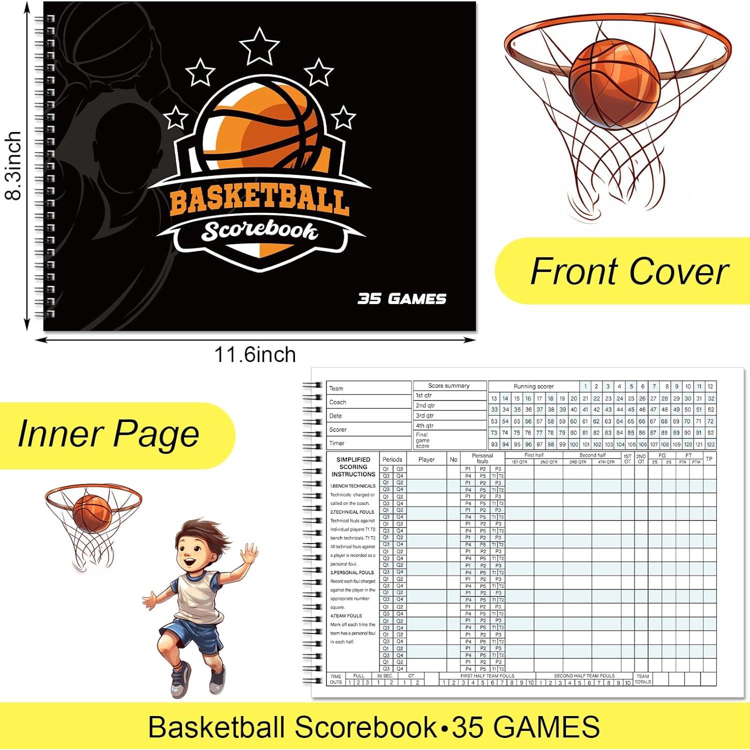 Qilery 4 Libros de Puntuación de Baloncesto 35 Juegos