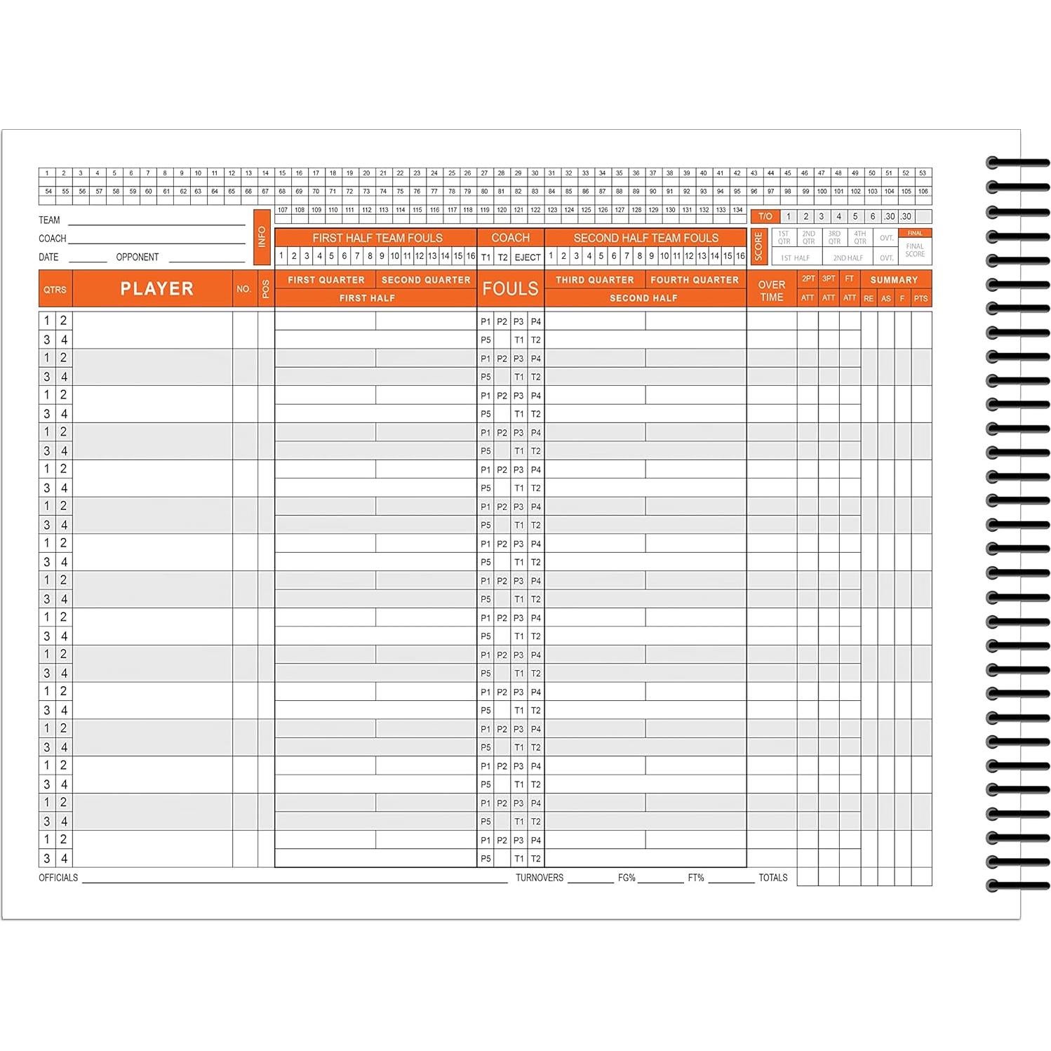 Libro de Puntuación de Baloncesto Perfect Strike Resistente 21.6x27.9cm