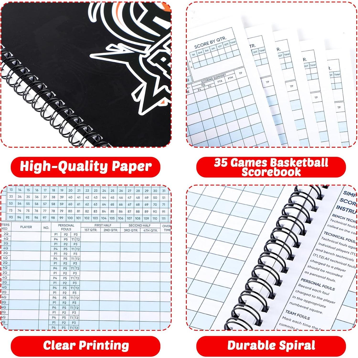 Libro de Puntuación de Baloncesto Gisgfim - 4 Libros 35 Juegos