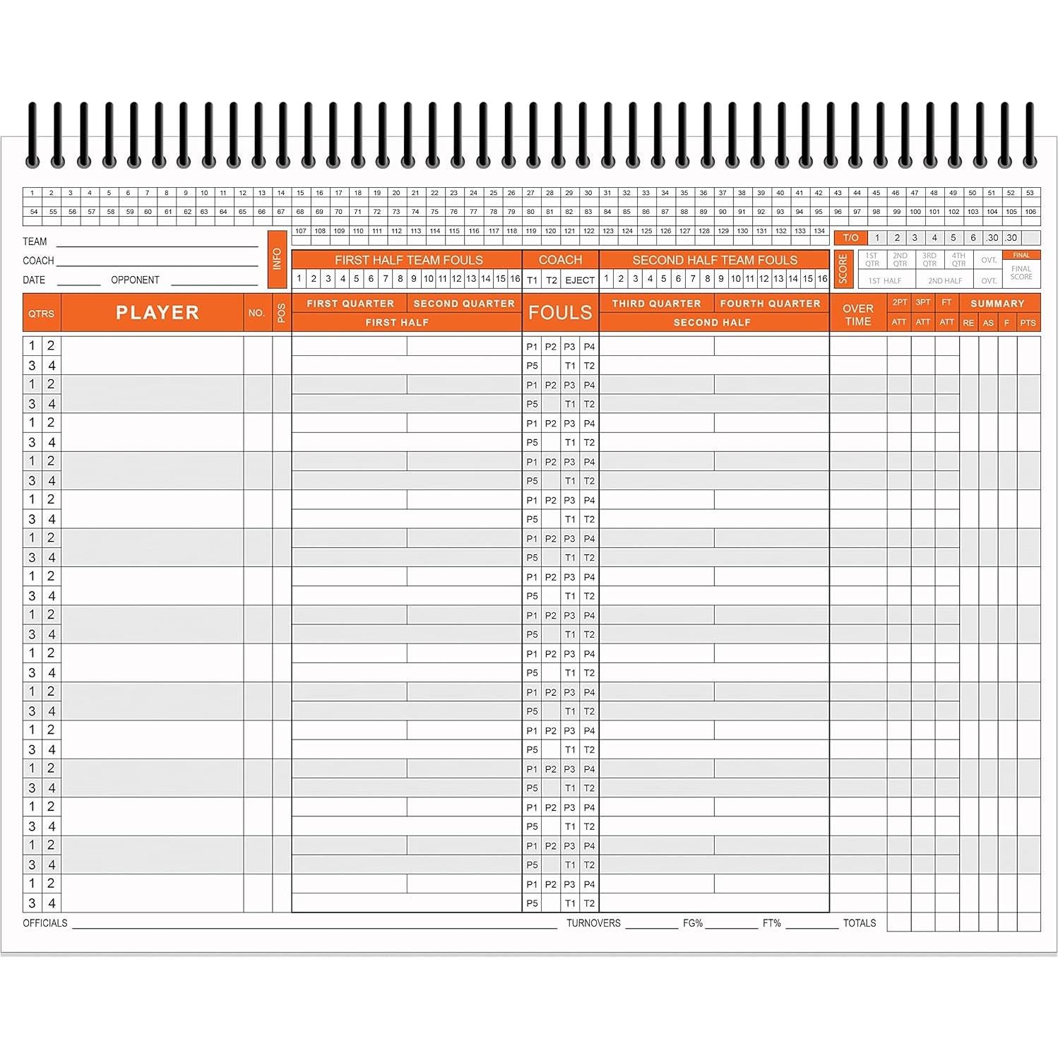 Libro de Puntuación de Baloncesto Perfect Strike Resistente 21.6x27.9cm