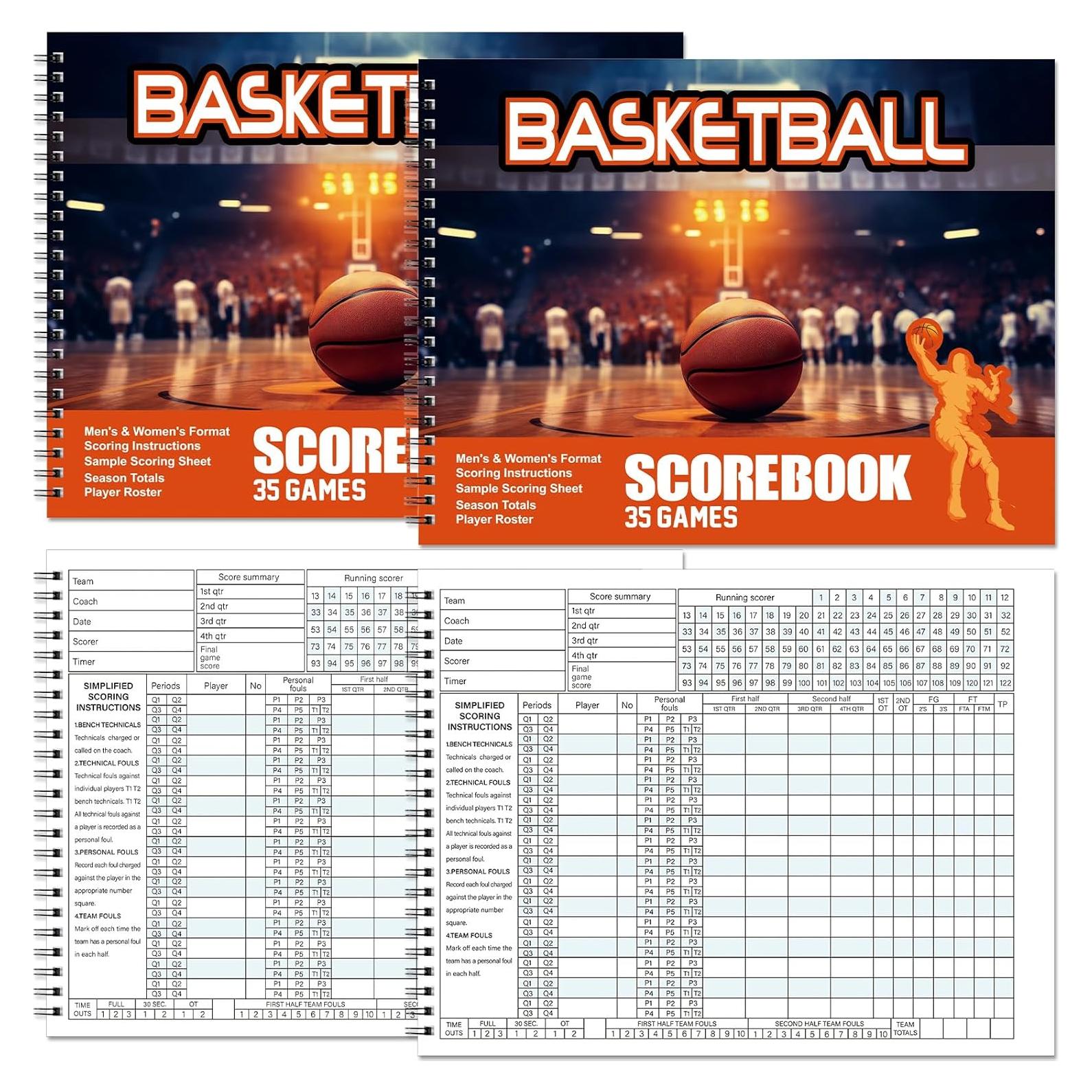 Libro de Puntuación de Baloncesto Qilery 2 Pcs 35 Juegos