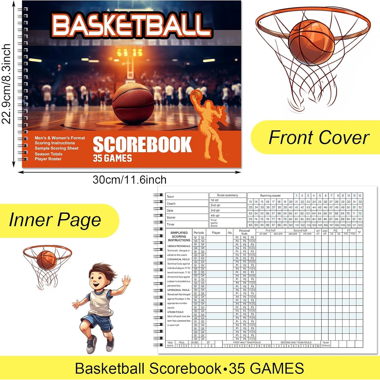 Libro de Puntuación de Baloncesto Qilery 2 Pcs 35 Juegos