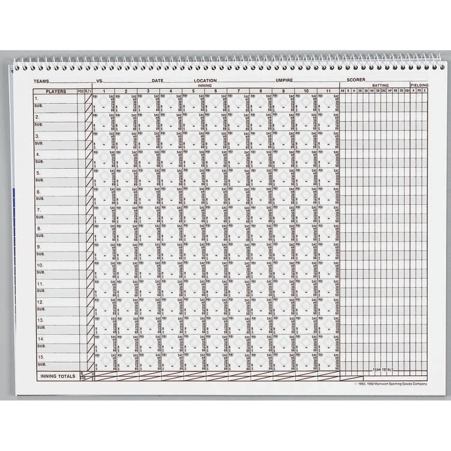 Libro de Puntuaciones de Béisbol y Softbol Markwort - 23 Juegos