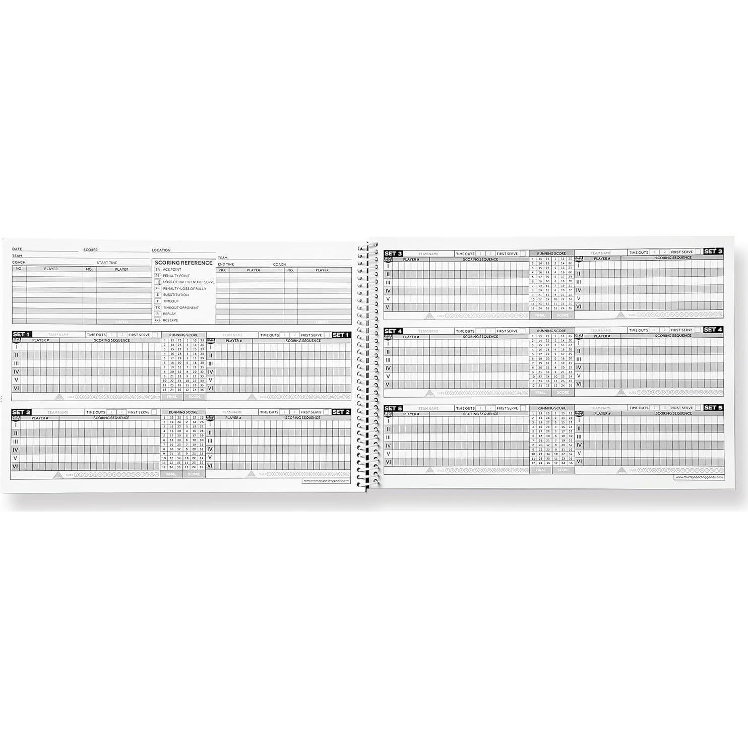 Libro de Puntuación de Voleibol Murray Sporting Goods - 30 Partidos