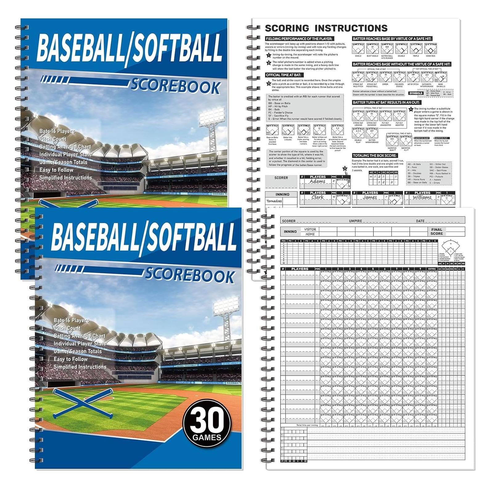 2 Libros de Puntuación de Béisbol Moinchore 28x35.5 cm