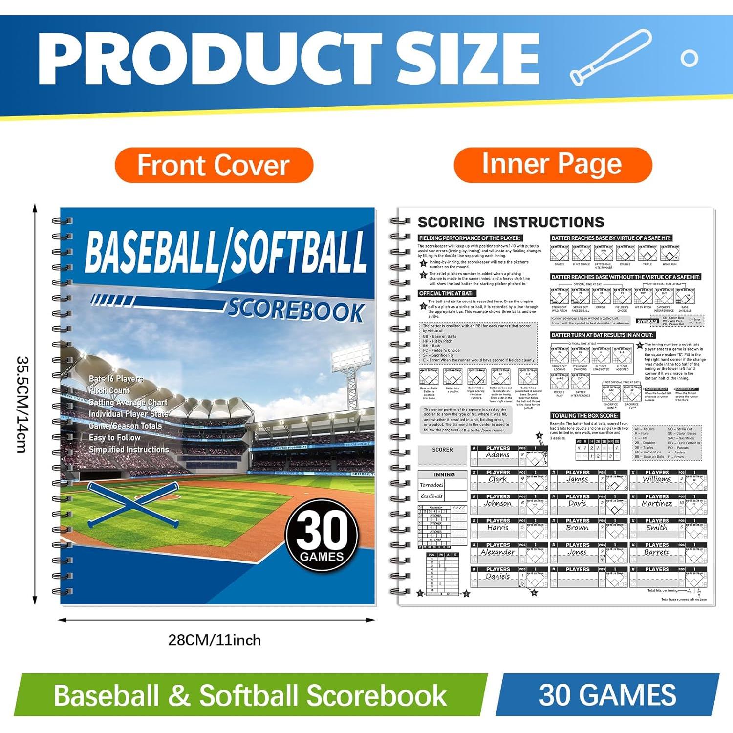 2 Libros de Puntuación de Béisbol Moinchore 28x35.5 cm